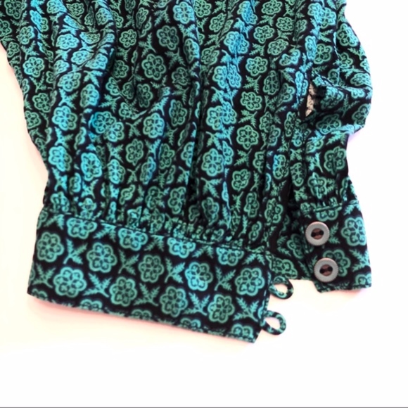 Anthropologie Maeve blue Green Geoscope button up belted Jumpsuit - Picture 8 of 9